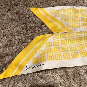 Lino Silk Scarf made in Italy Yellow and White Geometric Scarf